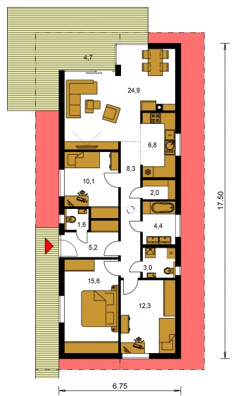 Grundriss des Erdgeschosses - BUNGALOW 215